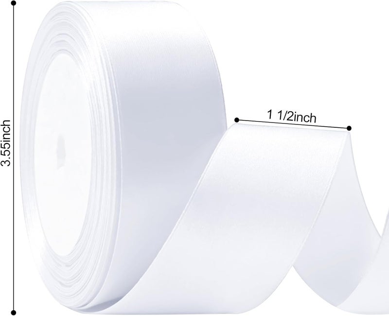 Flezoo 25 Yards White Satin Ribbon 1 1/2inch, Single Face Polyester Silk Fabric Hair String Ribbon for Craft, Flower Bouquets, Gift Wrapping, Wedding, Bow Making and Valentines Decoration - Image 2